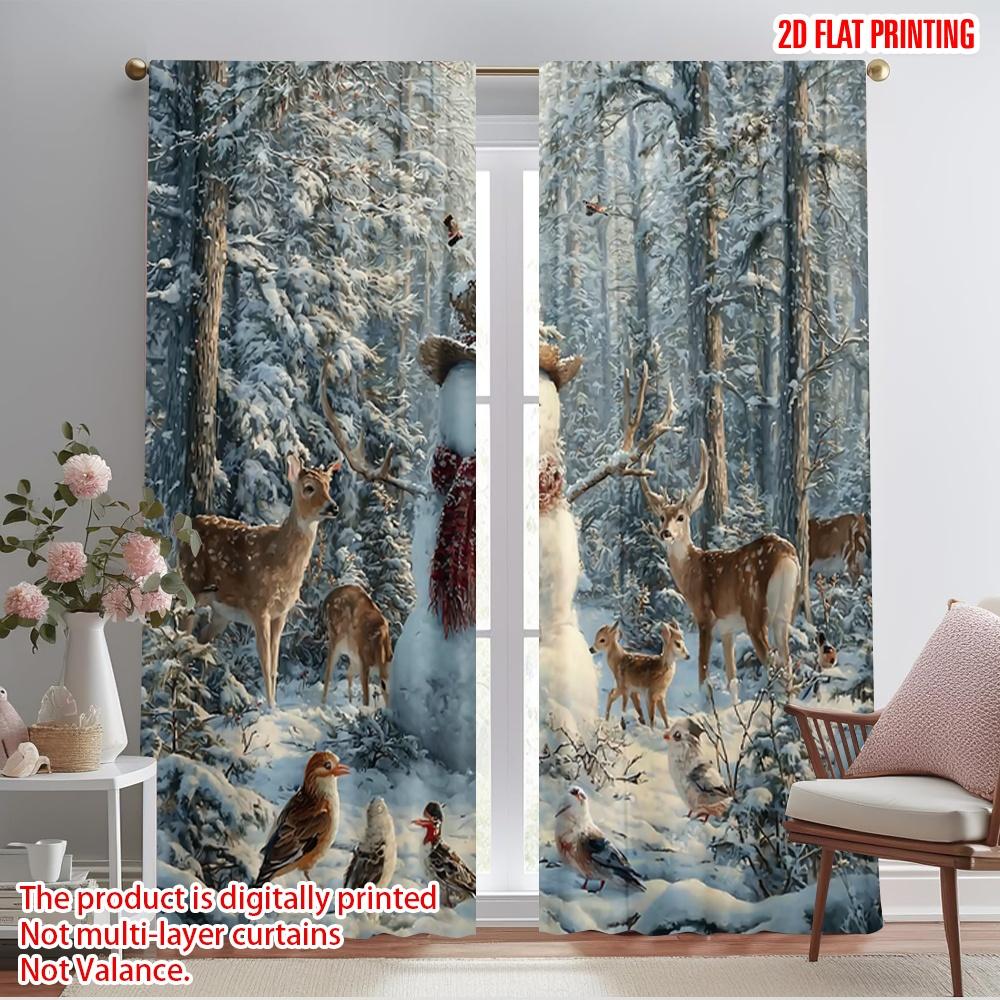 

2 шт., 2D печать на плоскости, шторы с рисунком, Снеговик и Олень, полиэстер (без удилища) Украшения для дома для спальни, гостиной 52.50×116.00 CM 2pcs