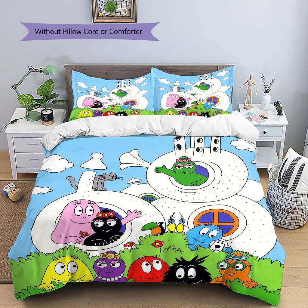 Barbapapa2 Pattern Bedding Quilt Set  Home Decoration  Gift (1 * duvet cover + 2 * pillowcase  without core)