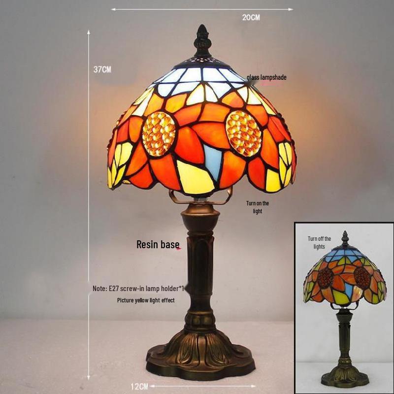Retro Nostalgic Tiffany Bank Lamp for Living Room or Bedroom