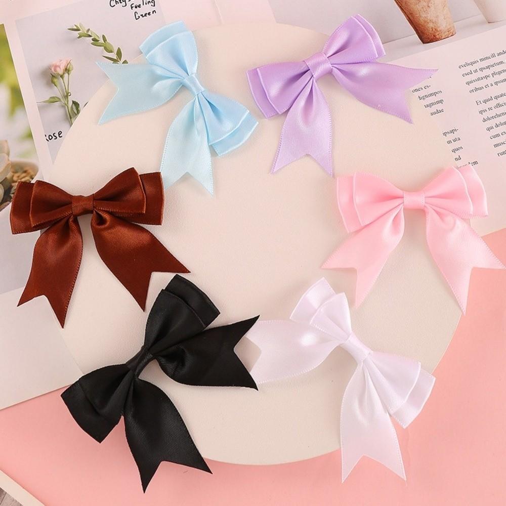 10Pcs Handmade Double Layer Ribbon Bow Colorful Satin Ribbon Bow Patches  Hairpin Accessories