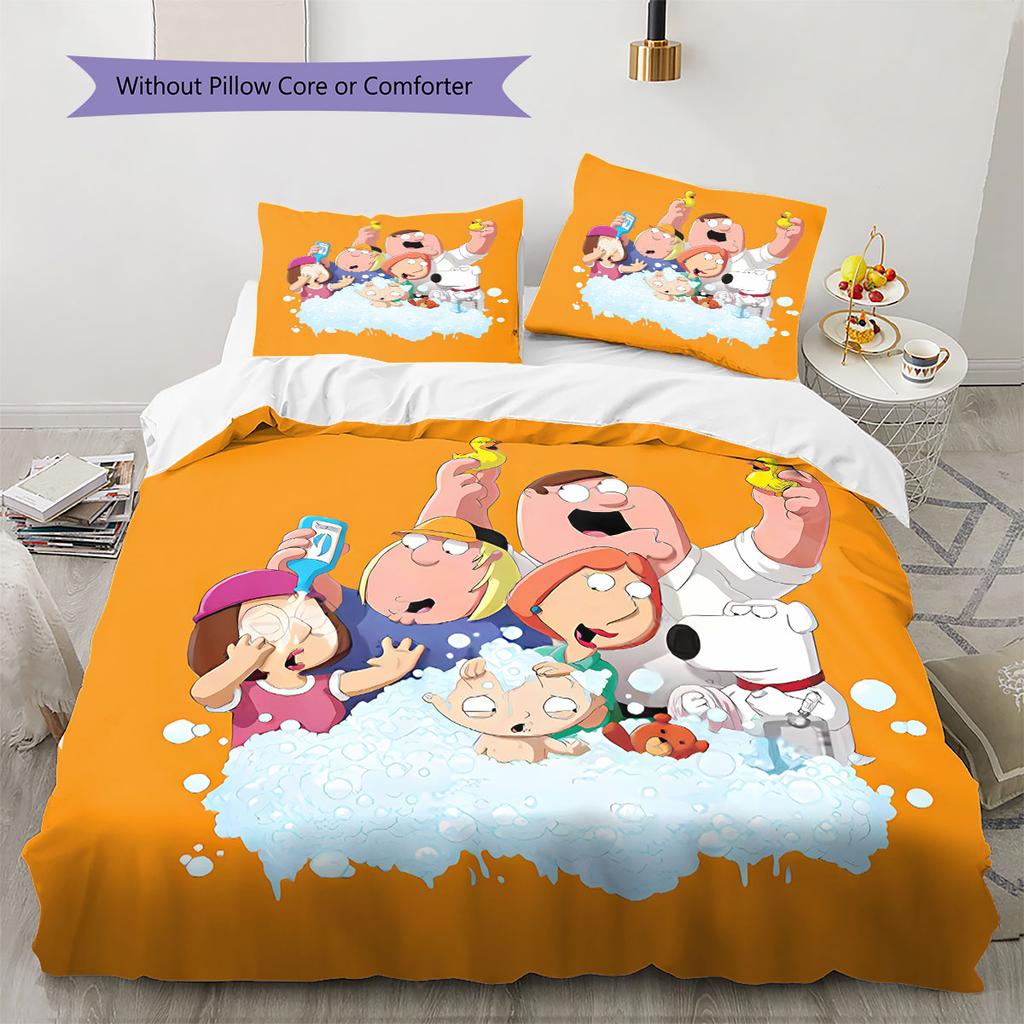Rodinný typ Vzor Povlečení Sada prošívaných dek Quilt Cover Povlak na polštář Domácí dekorace Dárek k narozeninám (1 * povlak na peřinu + 2 * povlak na polštář, bez jádra)