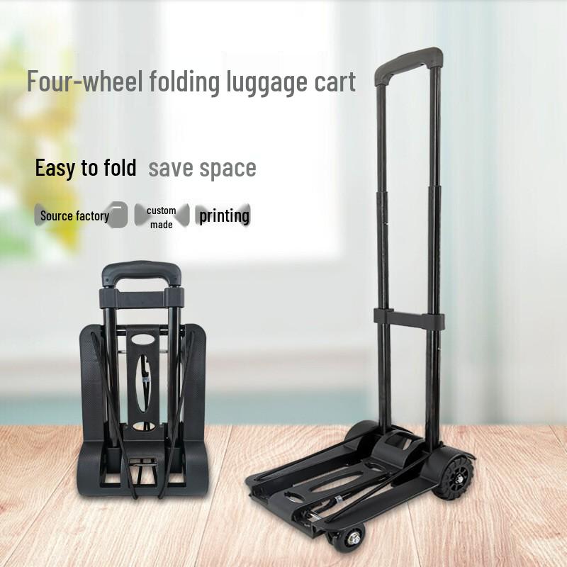 Compact Foldable Trolley: Portable Handcart for Supermarket Shopping and Luggage Transport