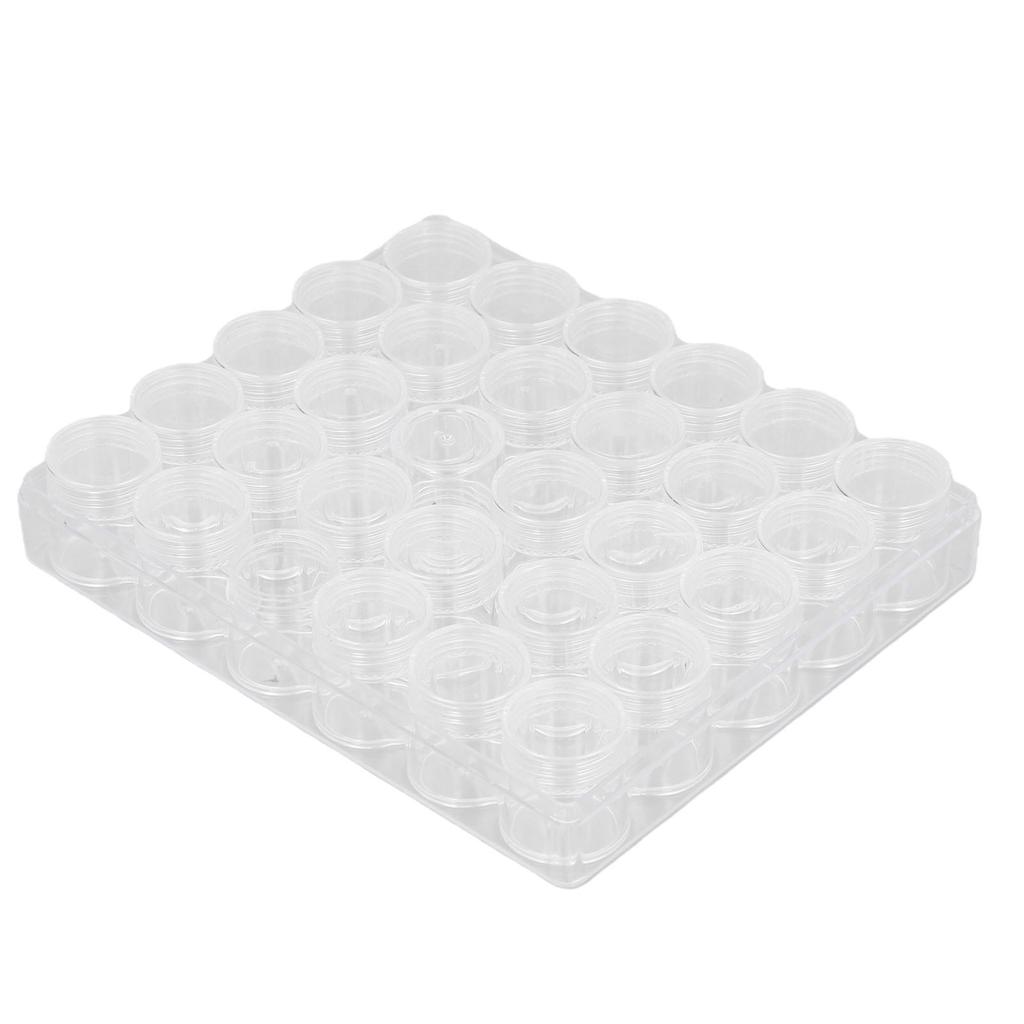 Clear Plastic Jewelry Bead Storage Small Round Container Jars with Rectangle Box