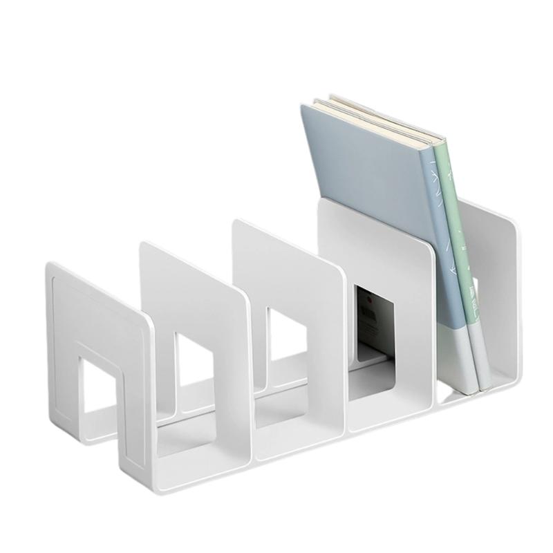 Acrylic Book End for Shelves 4 Compartments Book End Desk Book Stopper Magazine Stand Space Saving Book Organiser