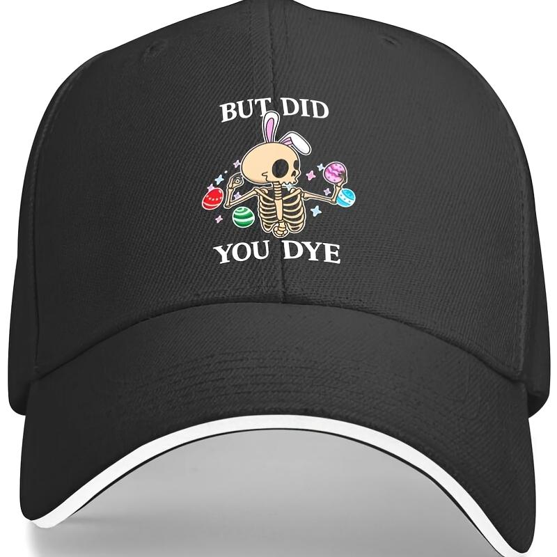 Skeleton Bunny Easter Egg Dye Funny Graphic Baseball Cap Unisex Polyester Casual Adjustable Hat
