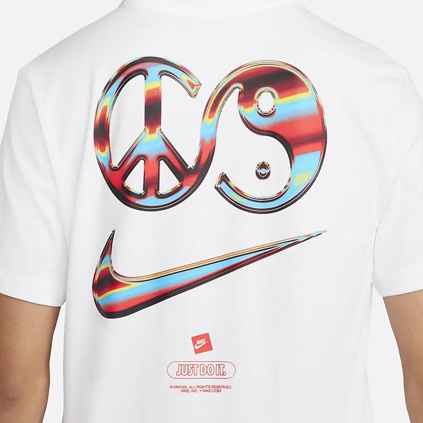 Nike Sportswear Logo Print Crew Neck Short Sleeve T-Shirt Men Tops White DR8067-100