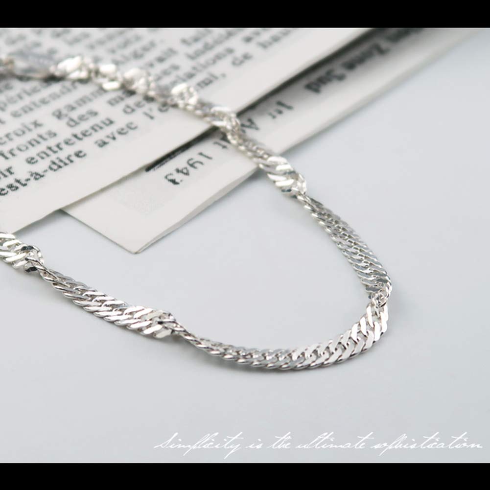 Gin No Wide Screw Chain Silver 925 17cm Simple Double Curb Chain [Shinjuku Kura] 3.1mm Bracelet, Approx. Long, Women's