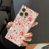 Clear Square Back Tube Case Protection For iPhone 12 13 14 Pro Max 15 Plus 11 16 ProMax Anti-Oxygen,Loving Roses Pattern Casing