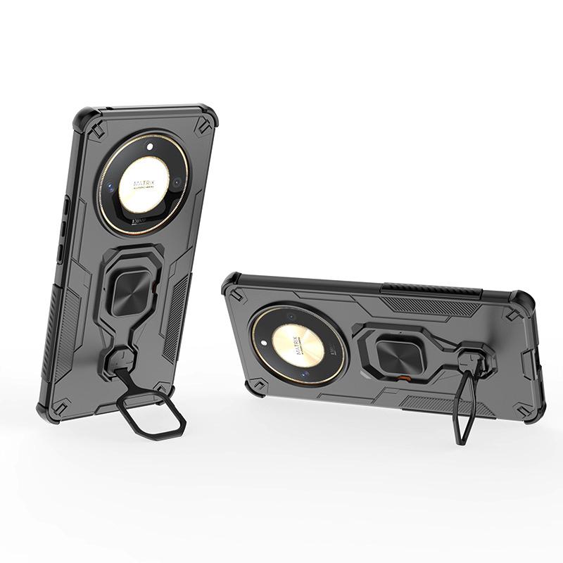 KEYSION Shockproof Armor Case for Honor X9b 5G Silicone+PC Upright Metal Live Ring Stand Phone Cover for Huawei Magic 6 Lite 5G
