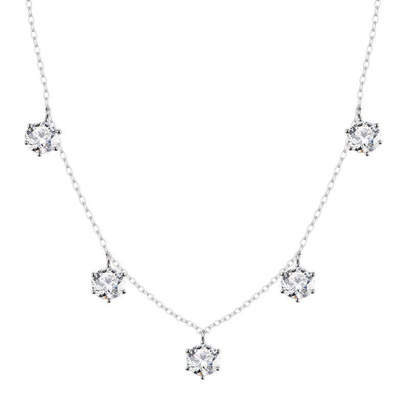 

Sterling S925 Silver Six-Prong Moissanite Necklace with Strong Chain - High-End Fashion Accessory for Women. 925 Silver