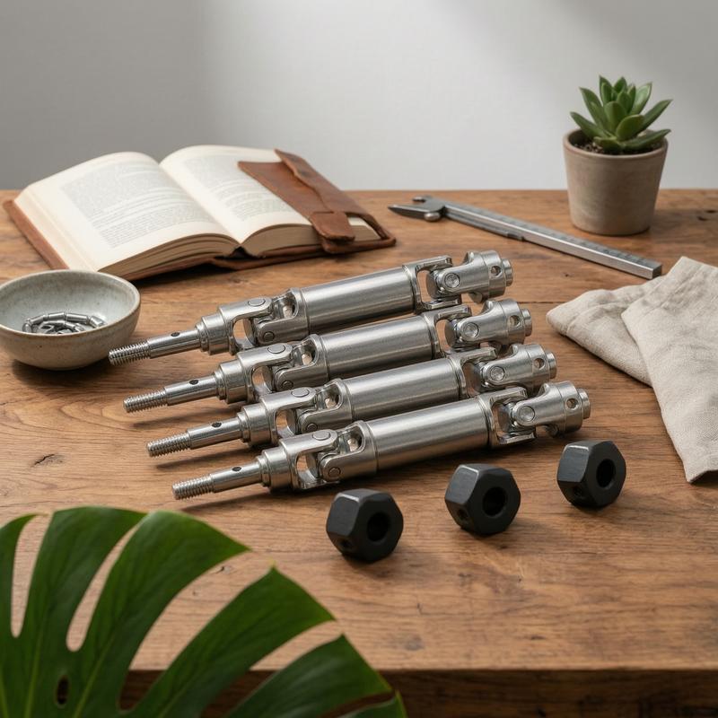 4 Pieces Drive Shafts with Couplers Stainless Steel Look Drivetrain Parts Hardware Silver for RC Hobbyists