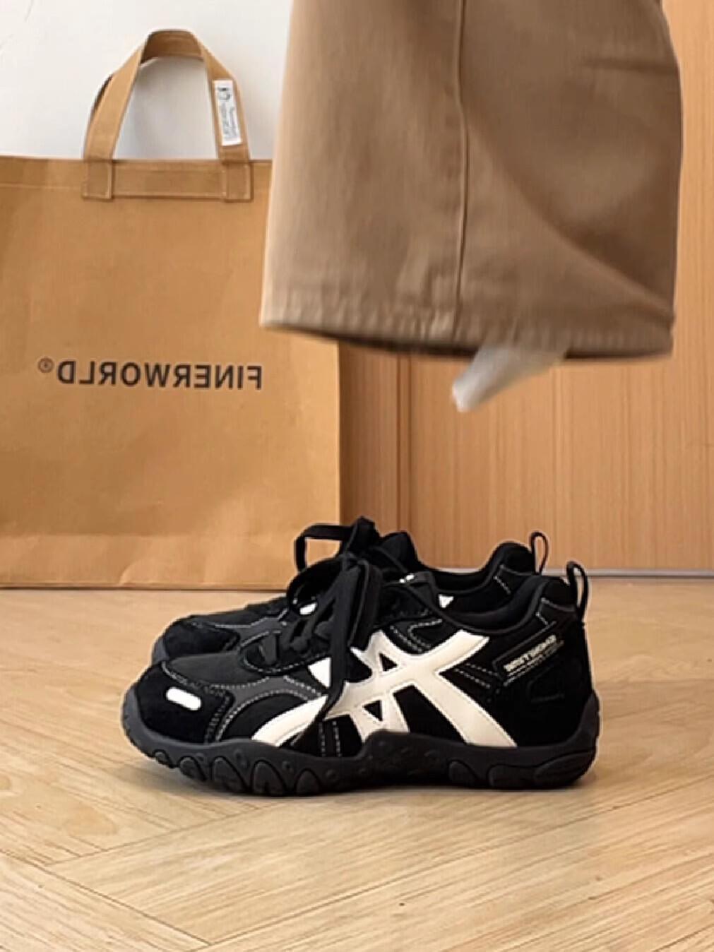 

Retro thick-soled Agande training shoes women s 2025 autumn new versatile casual sports shoes soft-soled dad shoes 40 чёрный