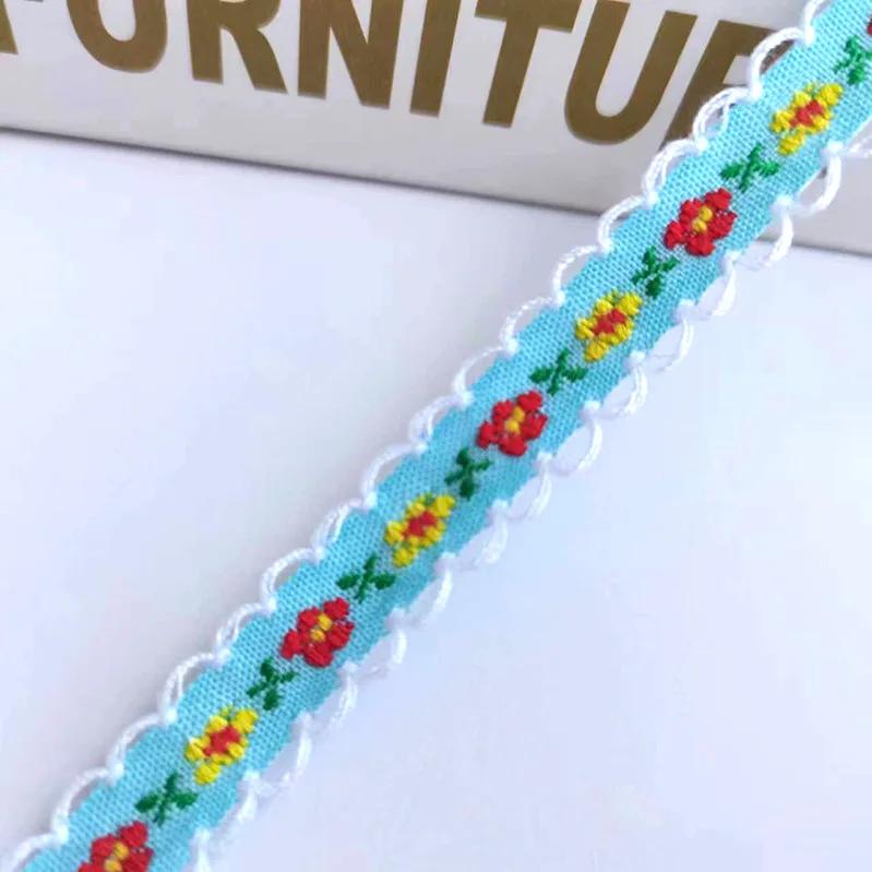 1cm Wide 22yard Ethnic Embroidery Lace Trim Countryside Style Ethnic Woven Ribbon Decoration Small Floral Clothing Accessory