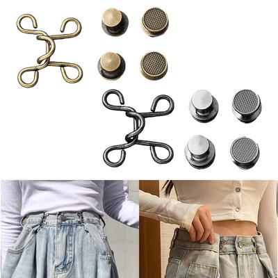 2 Set Button Adjustable Waist Extender Replacement Buckles Black Bronze