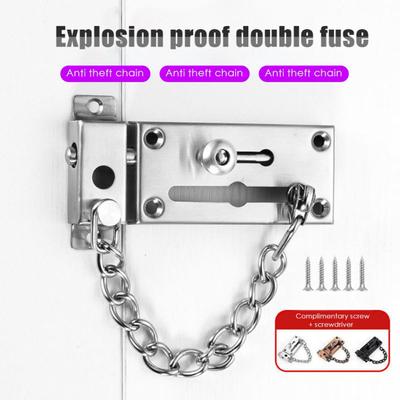 1 Set Door Lock Chain High Hardness Thicken Stainless Steel Anti-theft Slide Bolt