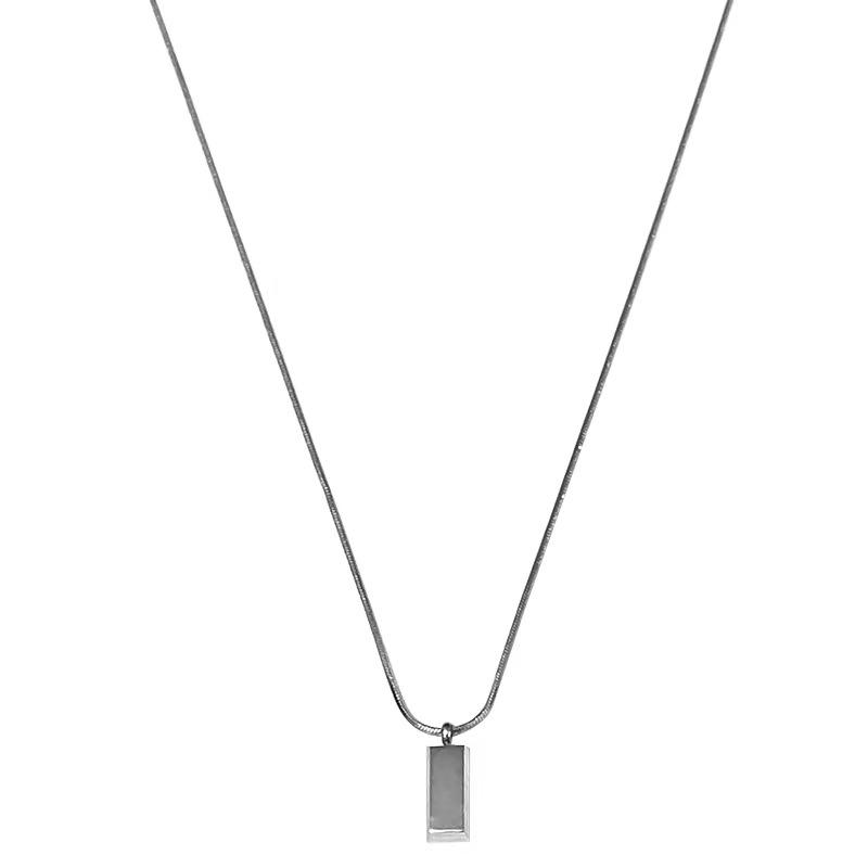 

Классическое универсальное прямоугольное серебряное ожерелье в форме кирпича из титановой стали, простые модные повседневные аксессуары для мужчин и женщин