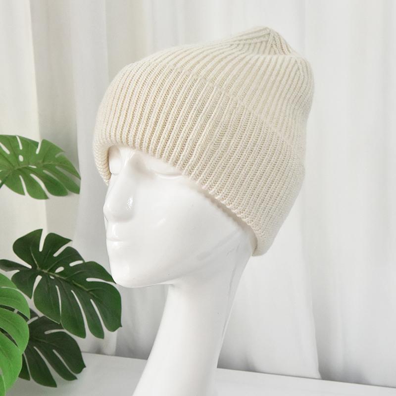 Unisex Winter Hats With Custom Logo Knitted Beanie Hat Narrow Cuff Warm Australia Wool Striped Dome Hat in Stock