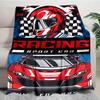 Retro Racing Sport Pattern Flannel Printed Blanket Suitable for All Seasons Suitable for Living Room Office Sofa and Travel