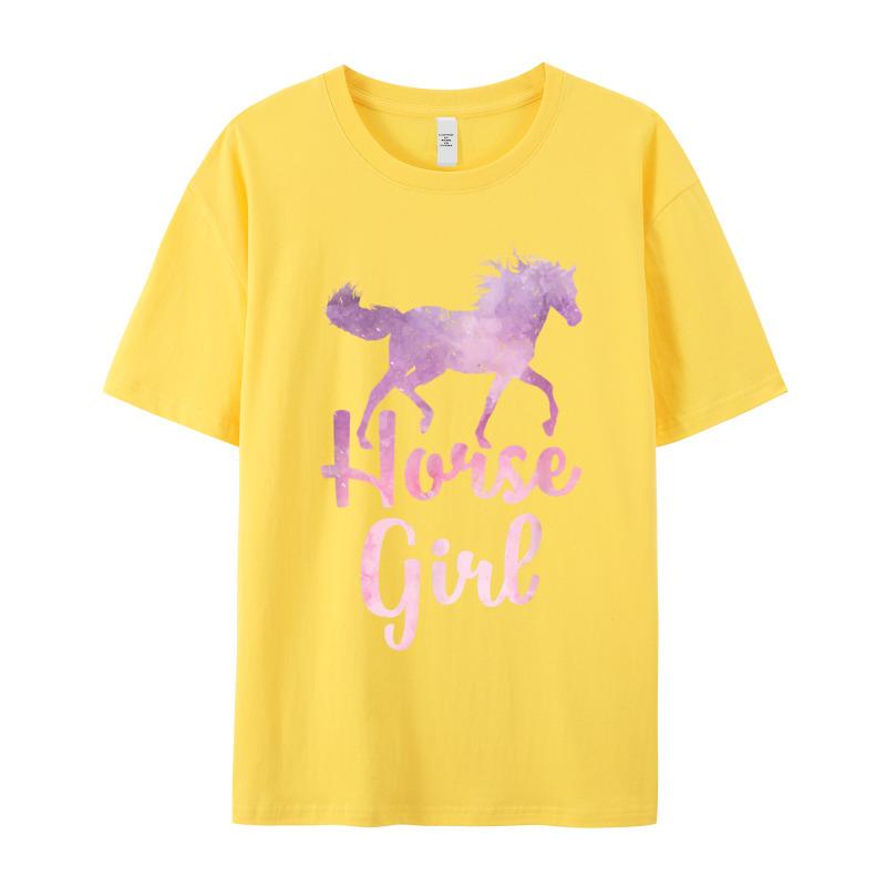 Slogan Horse Girl T Shirt Equestrian Birthday Short Sleeve Valentine Day Tees Funky Round Collar Cotton T Shirt Adult Tshirts
