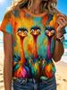 New Funny T-Shirt for Women 3D Print Cute Animals Graphic T-Shirts Summer Short Sleeves Round Neck Tops Casual Women's Clothing