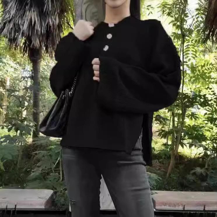 DAFIFY Women's Fashion Casual Fall Winter Solid Color Print Long Sleeve O-Neck Sweaters