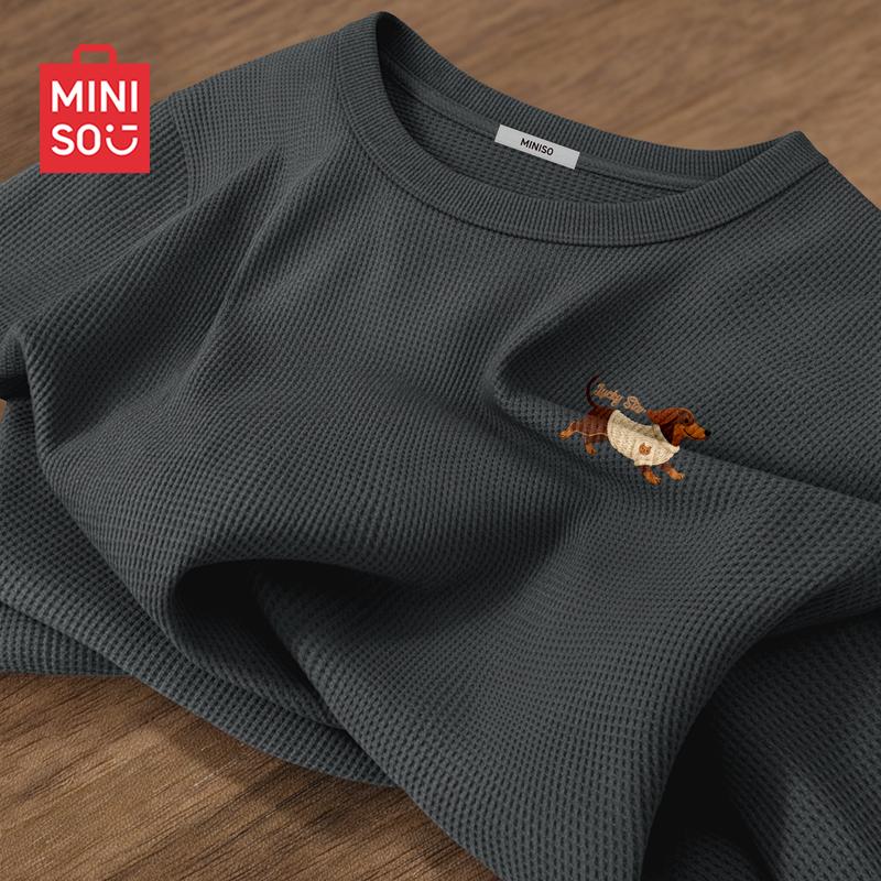 MINISO Men's Waffle Knit Long Sleeve T-Shirt