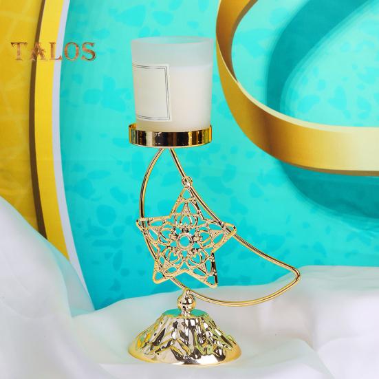 Eid Ramadan Moon Shape Candle Holder Rustproof Corrosion Resistant Candlestick Holder Ramadan Centerpiece Decoration