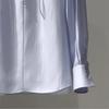 In Stock: 2026 Spring Fashion Sky Blue Lace-up Ruffle V-neck Women's Shirt 1H3120101G