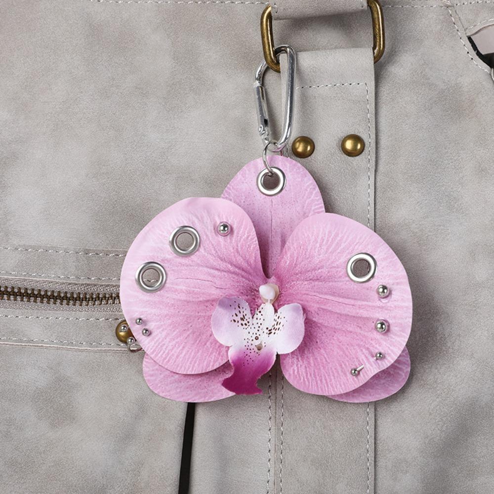 Keyring Phalaenopsis Orchid Keychain Keychains Bag Pendant Imitation Flower Pendant  Couple Kids