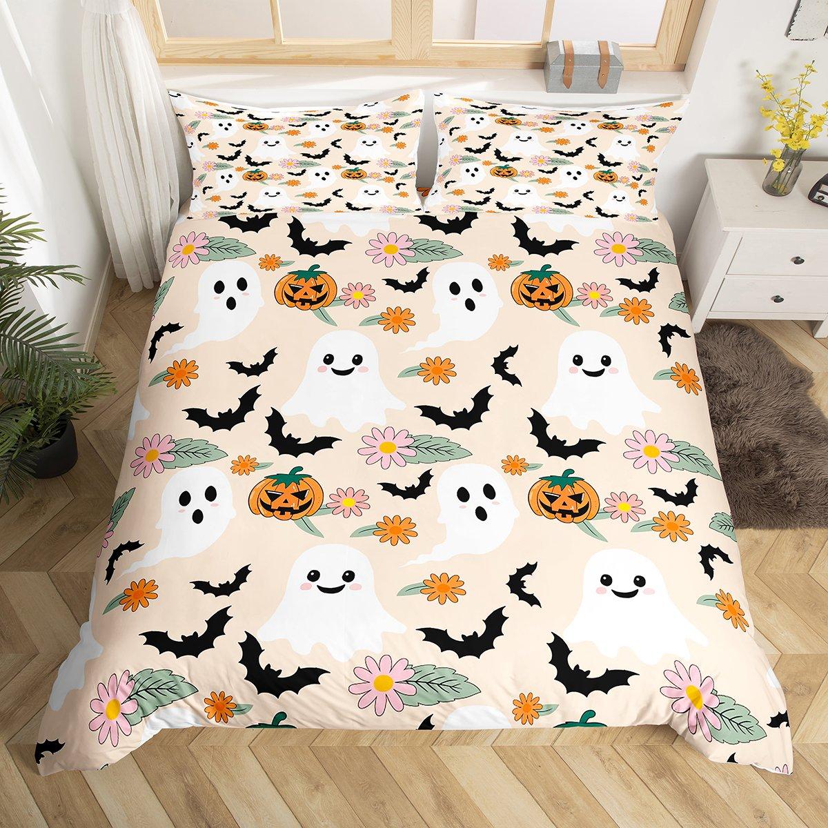 

Comforter Homewish Red Gothic Haloween Kawaii Cartoon Ghost Pumpkin Bedding Setgroovy Daisy Flower Bed Set Comforter (quilt)-EU Single(135*200cm)3pcs