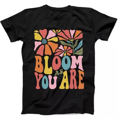 Bloom As You Are Mental Health Boho Flowers Retro Funny Gift Black T Shirt 220