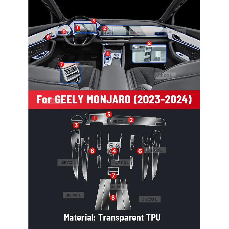 Auto Central Control Screen TPU Navigation Anti Scratch interior Protection Film GPS Navigation For GEELY MONJARO  2024