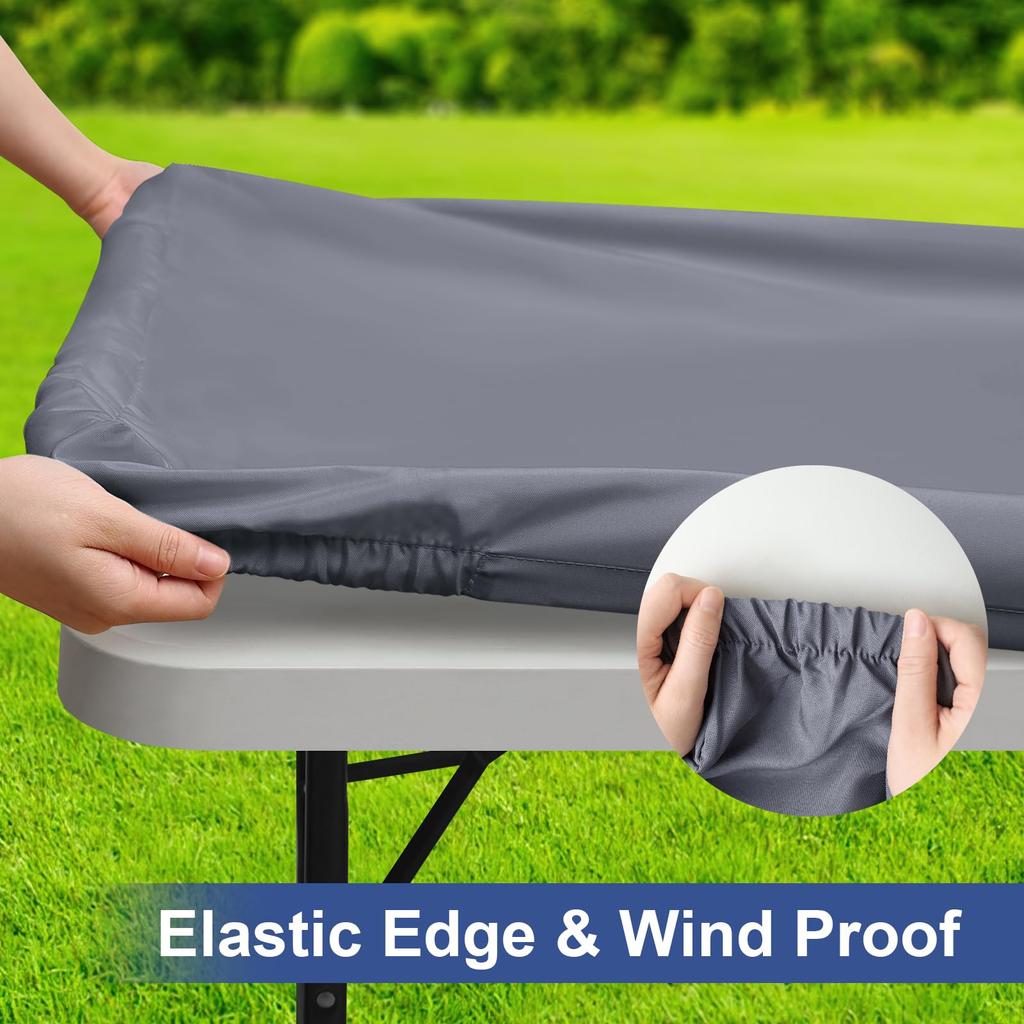 Olanly Rectangle Table Covers Outdoor Picnic Camping Waterproof Tablecloths Polyester Elastic Fitted Table Protector For Dinner
