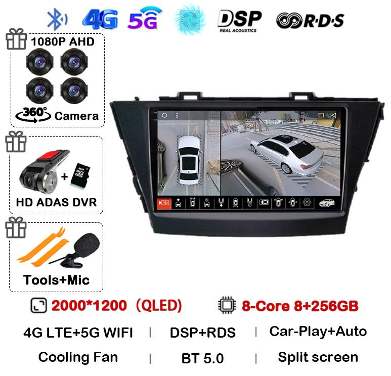 Android 14 Carplay For Toyota Prius Plus V Alpha 2012 2013 2014 2015 2016 2017 LHD/RHD Car Radio Multimedia Player Stereo GPS BT