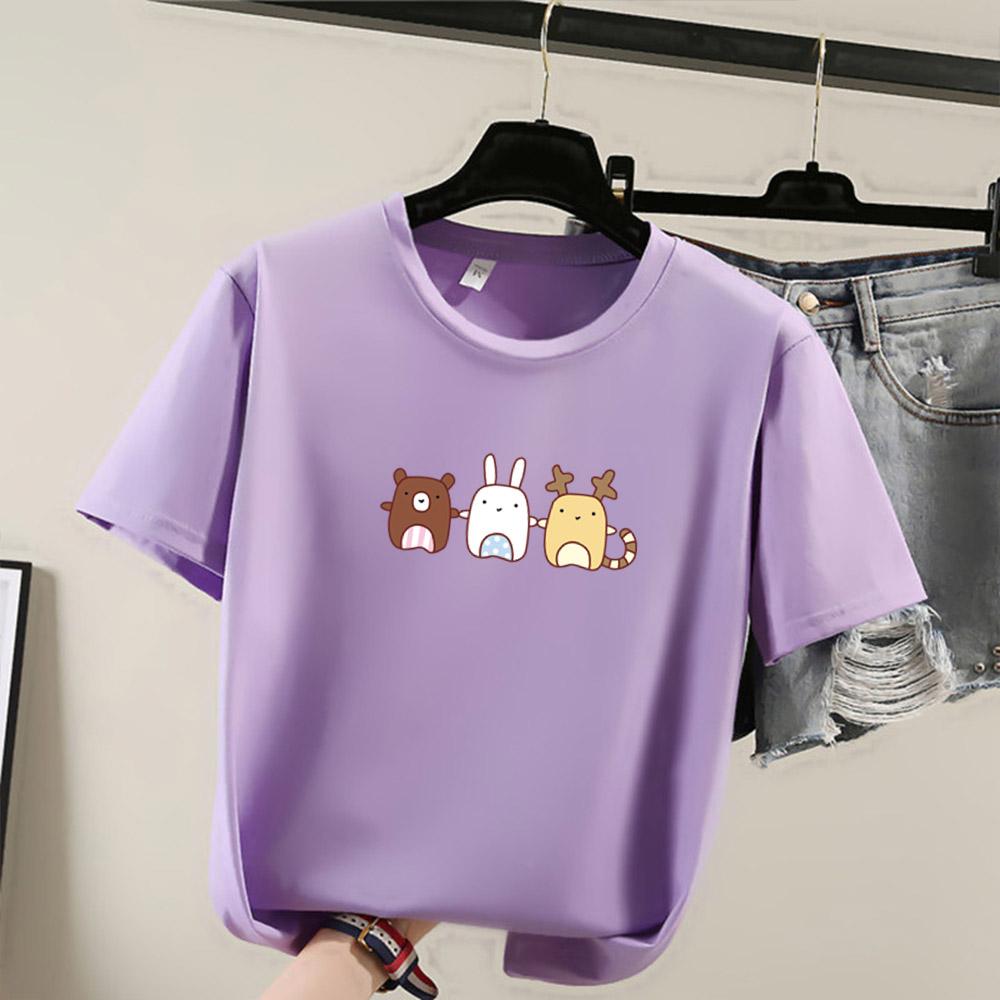 Harajuku Cute Cartoon Print Short Sleeve T-shirts for Women 2025 Summer Casual Loose Student T Shirt Young Girl Y2k Tops