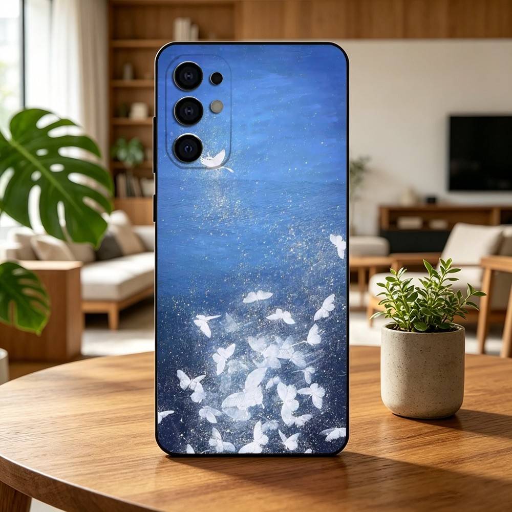 Leuchtet im Dunkeln Schmetterling Geschenk Handyhülle Für Samsung S25,S24,S21,S22,S23,S30,Ultra,S20,Plus,Fe,Lite,Note,10,Schwarze Hülle