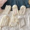 6 Pairs Women Butterfly Knot Mid Tube Socks Cute Lolita Jk Lace Heart Soft Comfortable Sweat Absorbing Breathable Casual Socks