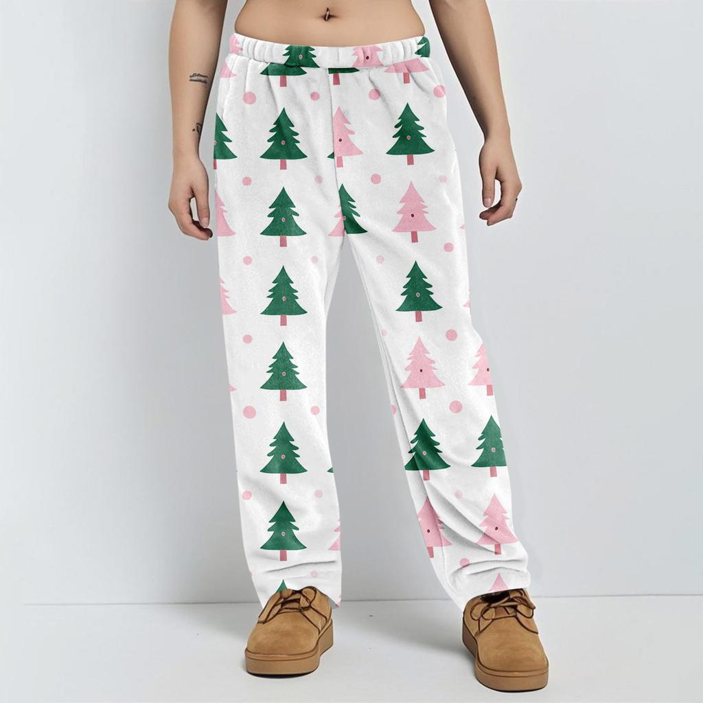 Pajama Pants Sleepwear Casual Drawstring Elastic Waist Pants Comfy Straight Yoga Loose Trousers