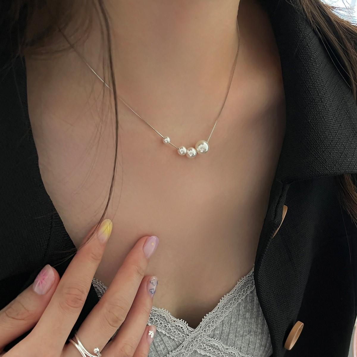 

Ожерелье из стерлингового серебра 925 пробы с жемчугом, женское, легкое, роскошное, элегантное, нишевое, дизайн, высококлассный темперамент, летние, новые аксессуары 925 silver