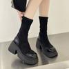 Stiefel mit dicker Sohle Damen Frühling und Herbst 2025 neu Internet-Berühmtheit Britischer Stil dünne Stiefel aber Knie elastische Sockenstiefel