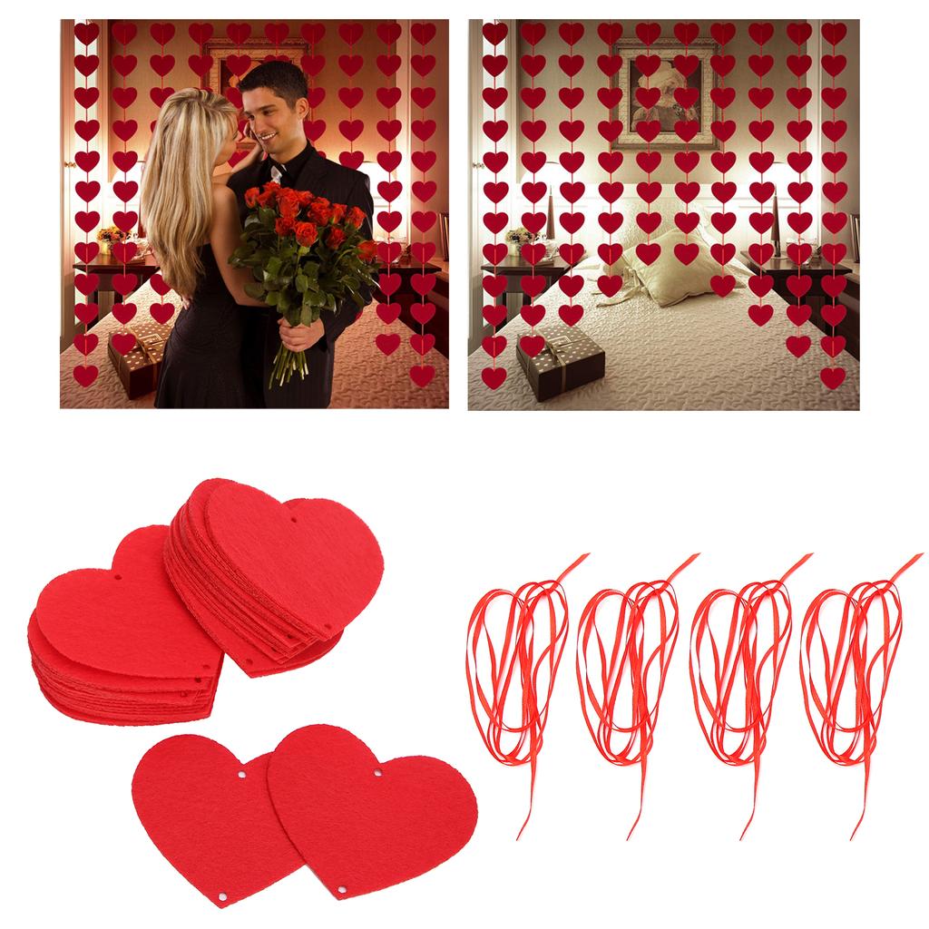 4er Set Girlande Hängende Herzen Ornamente Valentinstag Hochzeitsfeier Basteldekoration