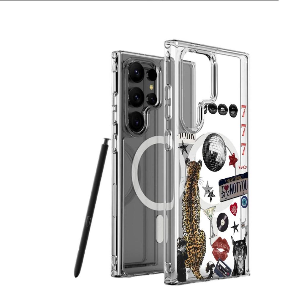 Back Cheetah Magnetic Transparent Full Coverage Case for iPhone 15/16/17 Pro Max
