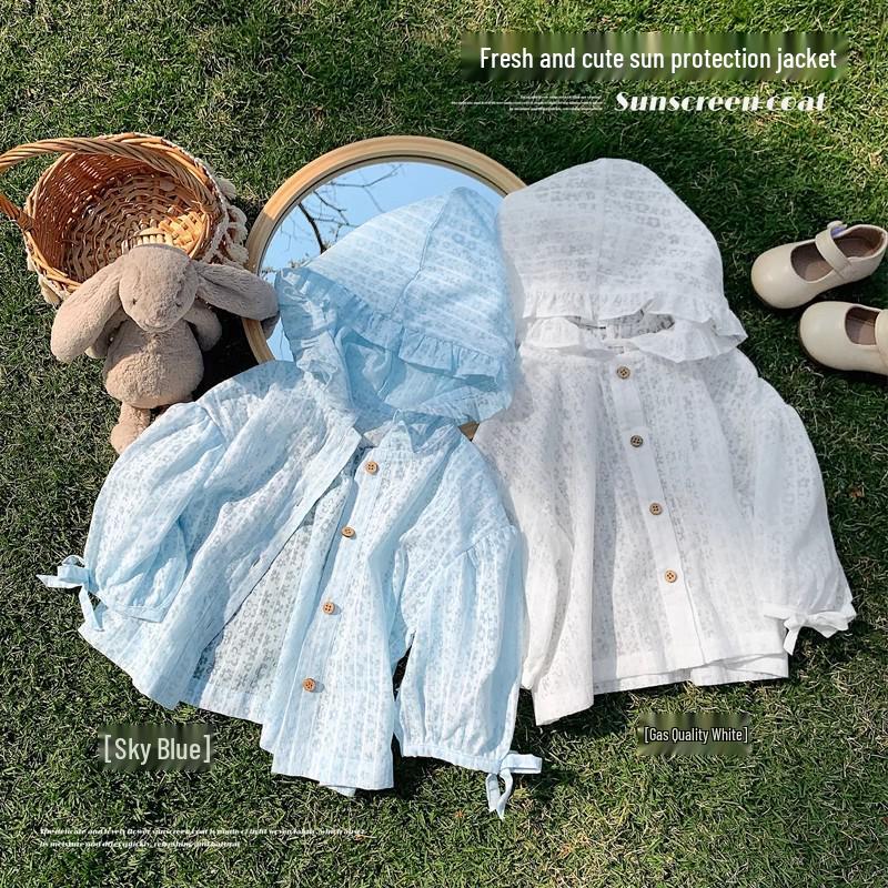 Girls' Summer Sun Protection Jacket - Sweet, Lazy Style for Babies & Toddlers; Fresh, Stylish, Long-Sleeved Children's UV Protection.