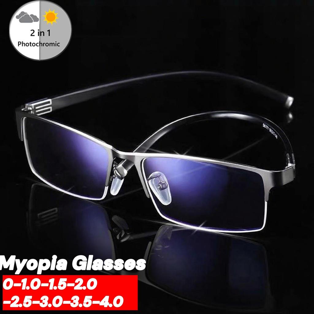 Herren Photochrome Myopie-Brille Business Damen Retro Klassische Brille Dioptrien 0 bis -6,0 Trend Mode Lesebrille