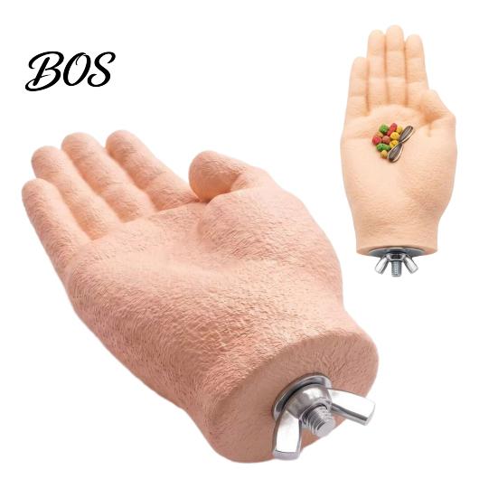 Bird Foot Care Tool Parrot Training Fake Hand Perch, Simulated Human Taming Toy Pet Feeder with Grinding Surface, Safe Anti?Bite Desensitization