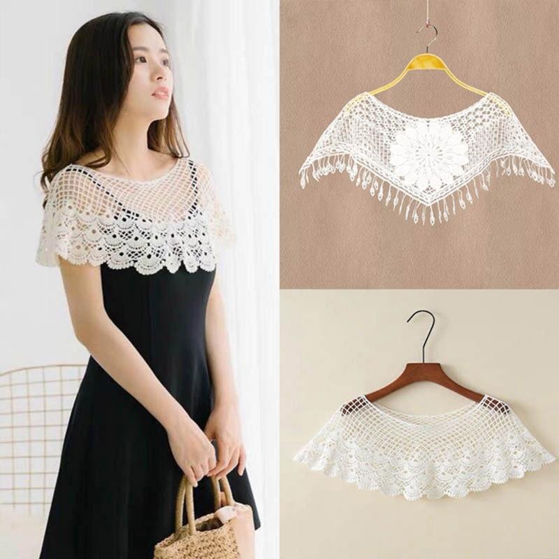 Women's Fashionable Lace Capelet with Embroidery Hollow out False Half Shirt Collar Neck for Special Occasion