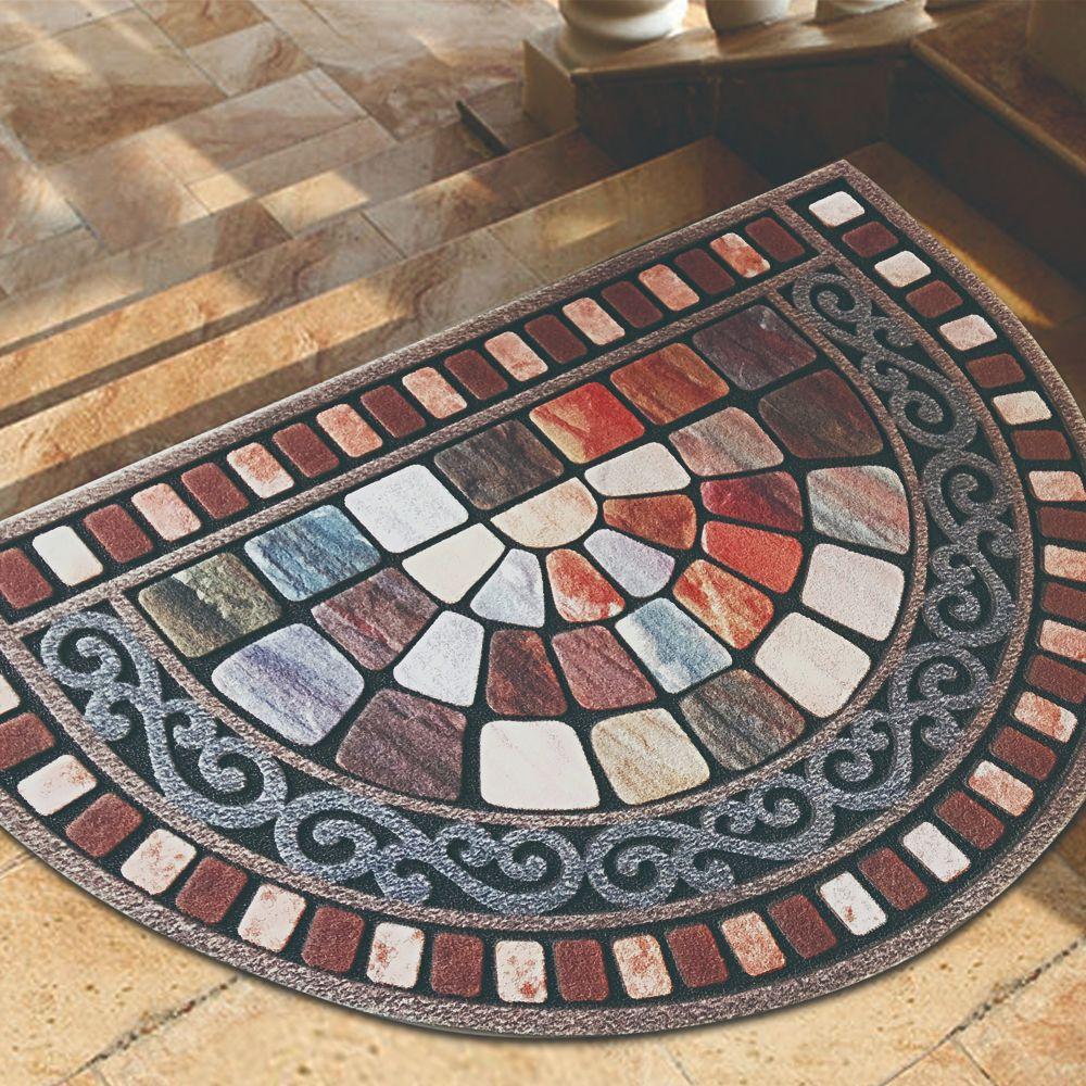 

Полукруглый цветочный кирпичный коврик для пола, бытовой придверный коврик, печатный декоративный коврик для пола 40*60cm серый