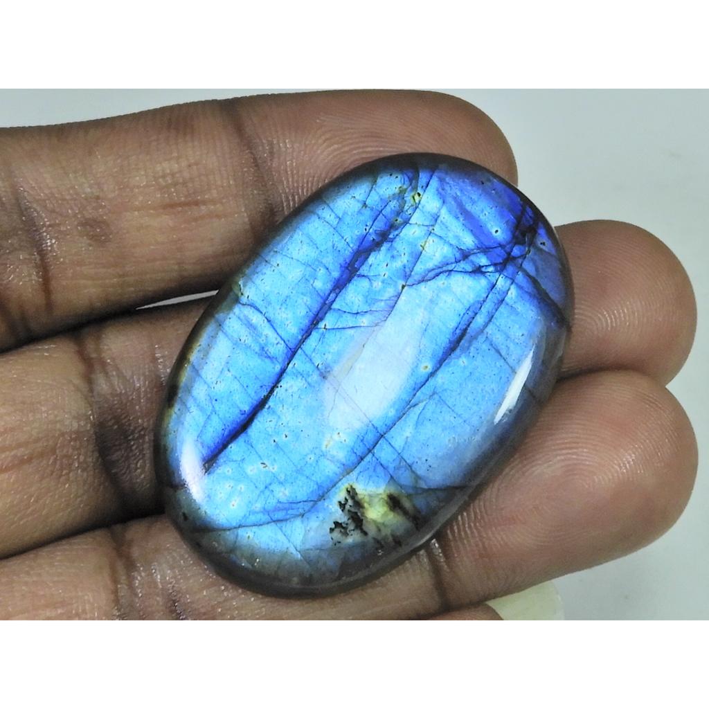 80Cts.Natural Labradorite Blue Flash Oval Cabochon Loose Gemstone 28X43X07MM B-333