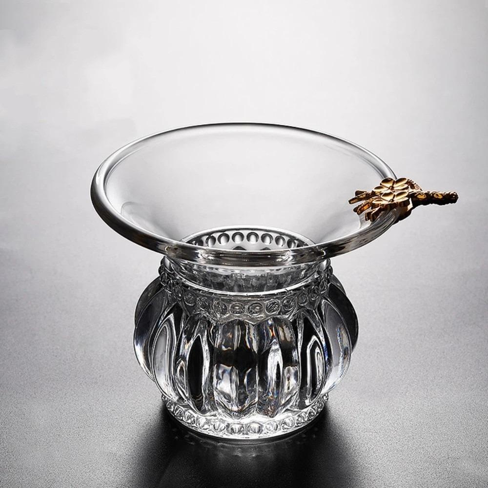 Heat-Resistant Glass Tea Strainer Transparent Thick Tea Filter Removable Japanese-Style Tea-Water Separation Strainer Office