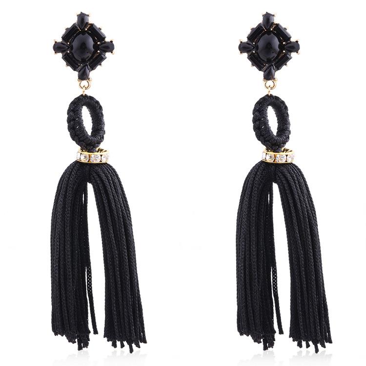 

JMXD-серьги с бахромой в стиле кальсон для женщин, преувеличенные украшения, серьги в этническом стиле, подвески, серьги, гвоздики. чёрный